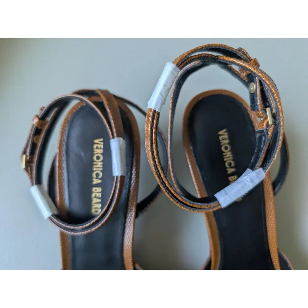 NIB Veronica Beard Colette Pointed-toe Ankle Strap Pump Size US 8M Caramel